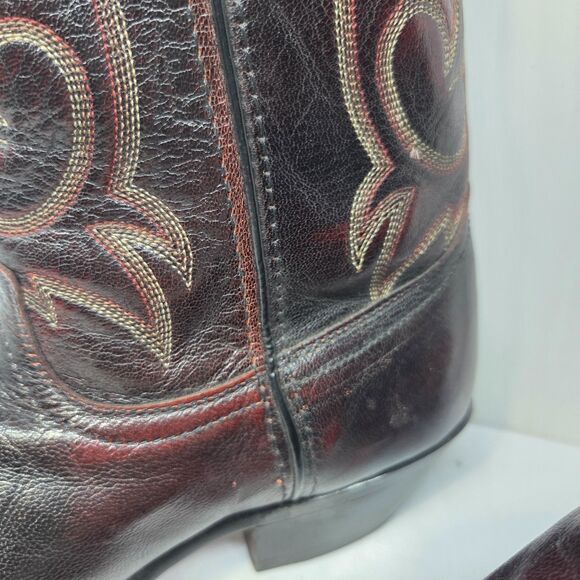 Laredo Mens Black And Burgundy Leather Cowboy Boots Size US 9.5 D main image 8